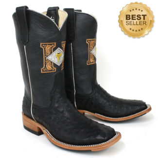 Black Full Quill Ostrich Boots