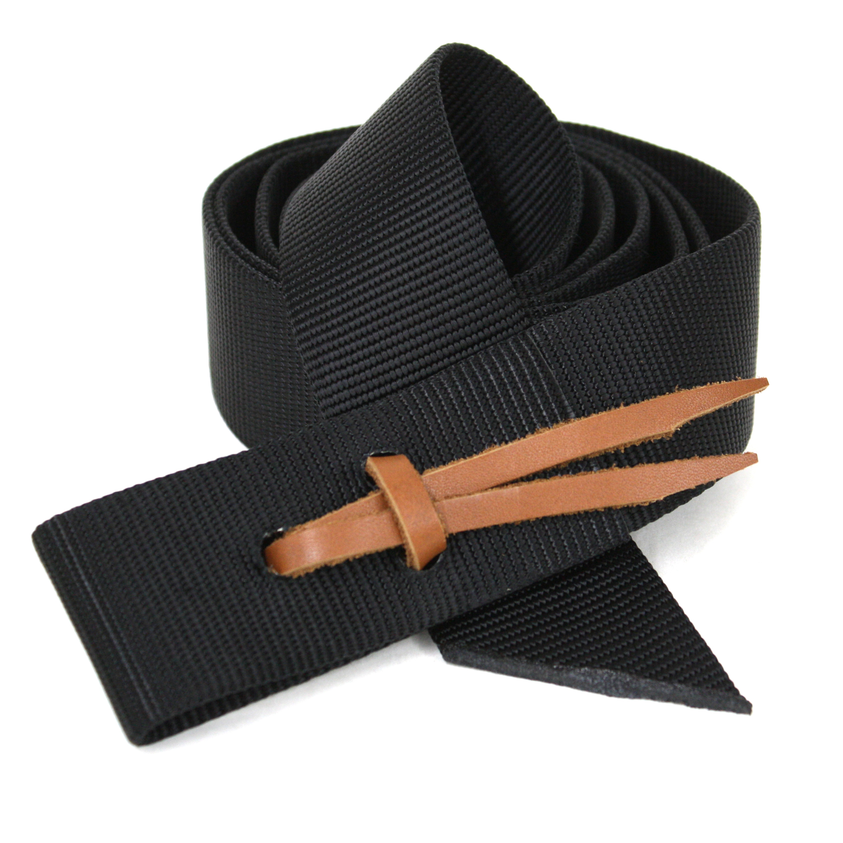 Heavyweight Nylon Webbed PONY Saddle Tie Strap 1.25"x4' BLACK Nylon Web 
