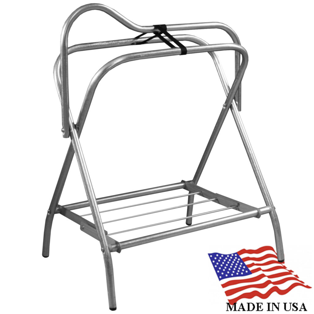Deluxe Folding Saddle Rack – Galvanized – Harris Leather & Silverworks