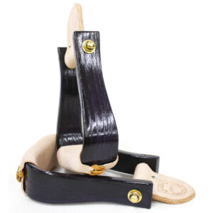Nettles Wood Stirrups – 2″ Flatbottom – Distressed Plum
