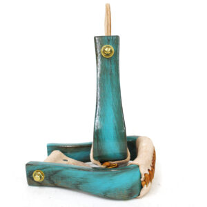 Nettles Wood Stirrups – 2″ Flatbottom – Distressed Teal